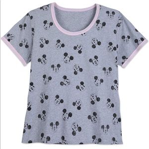 Disney Mickey Mouse Print Ringer T-Shirt